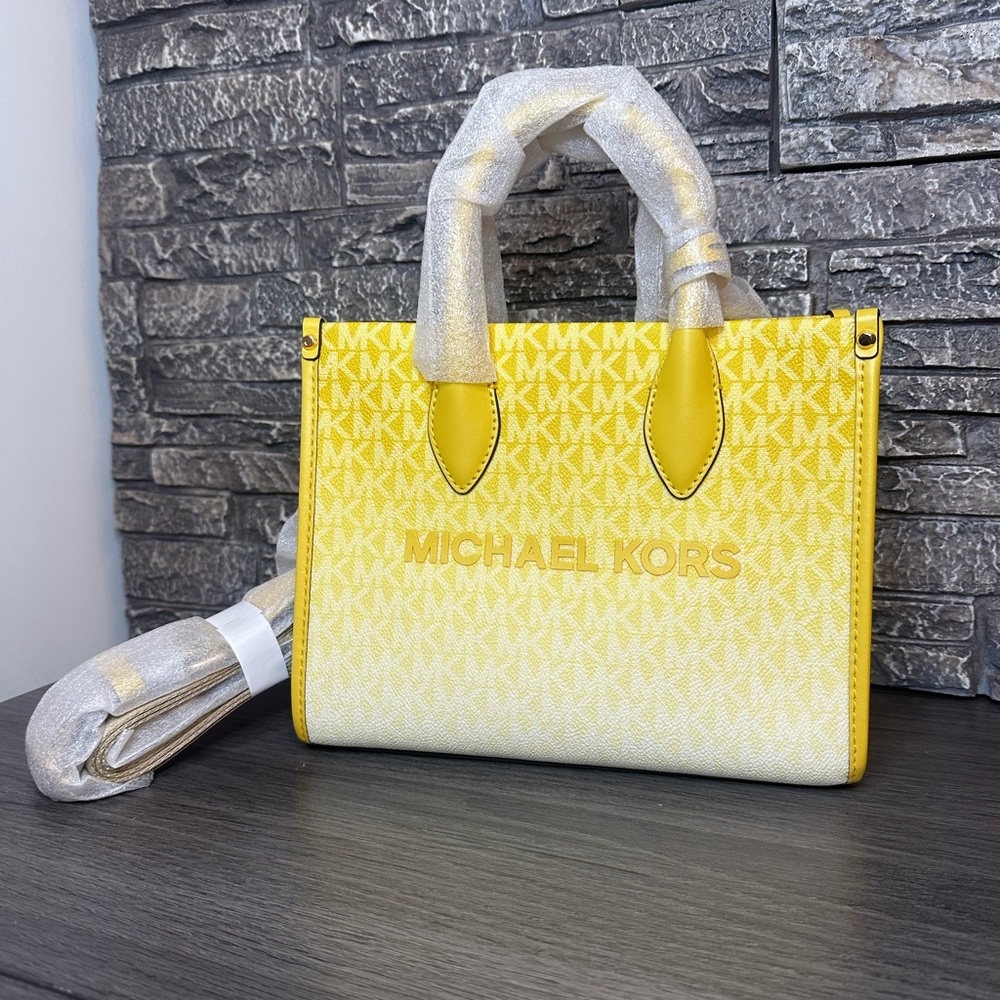 Michael Kors Mirella Small Ombré Signature Logo Crossbody Bag – Daisy Yellow NWT